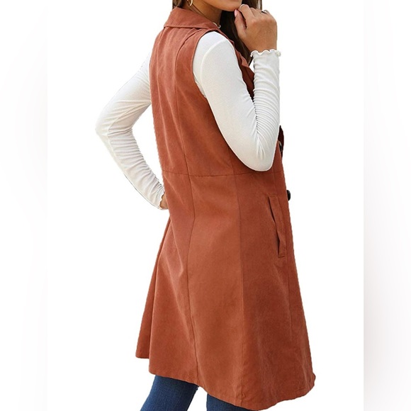 BRAND NEW WOMENS RUST LONGLINE FALL/SPRING VEST NWT - Picture 2 of 3